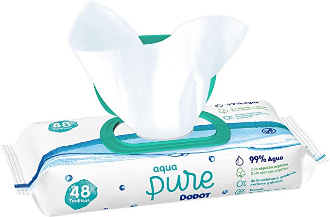 Dodot Aqua Pure Toallitas Para Bebé con 99% Agua - 1 Paquete de 48 Toallitas 6 Dodot Aqua Pure Toallitas Para Bebé con 99% Agua - Imagen 1