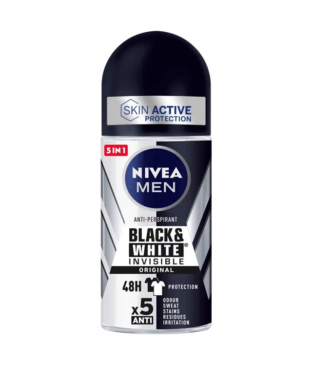 ROUA DESODORANTES HOMBRE transparent Desodorante roll-on Skin Active Protection Black & White Invisible anti-manchas 48h envase 50 ml - Imagen 1