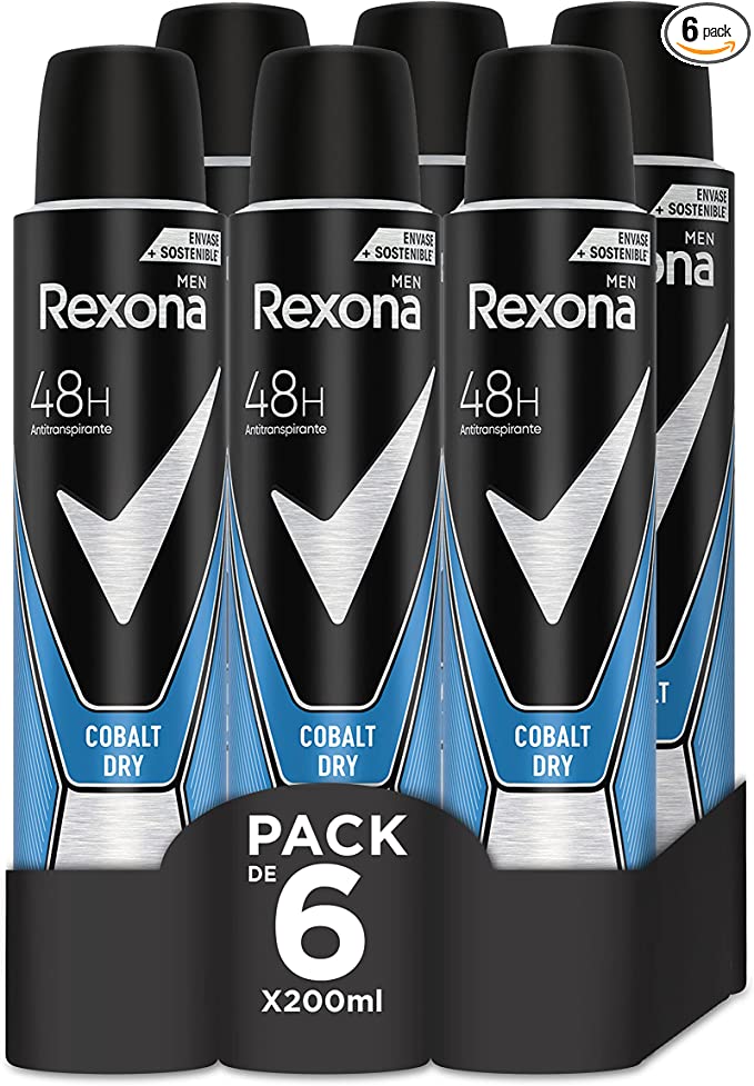 41YGAtf8tZL._AC_US40_ REXONA - Desodorante Cobalt Dry anti transpirante 48 h 0% alcohol seca rápido spray 200 ml - Pack de 6 - Imagen 1
