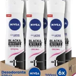 NIVEA Black & White Invisible Original Spray en pack de 6 (6 x 200 ml), desodorante antimanchas de cuidado femenino, desodorante invisible para proteger la piel y la ropa