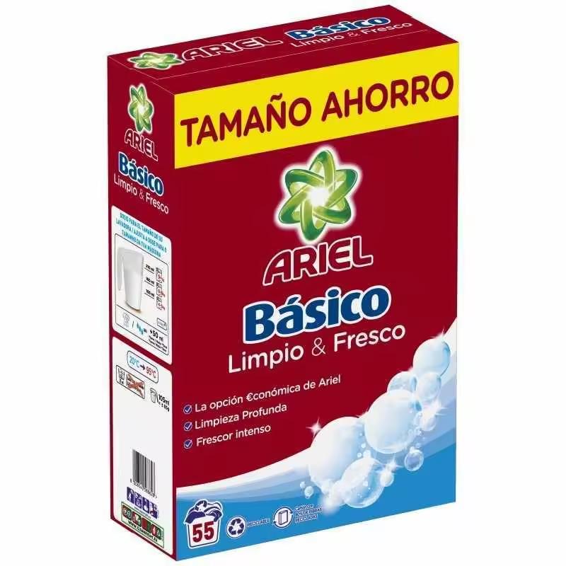 Detergente en polvo ARIEL BÁSICO, maleta 55 dosis ARIEL Básico Detergente Máquina Polvo 55 Lavados* - Imagen 1
