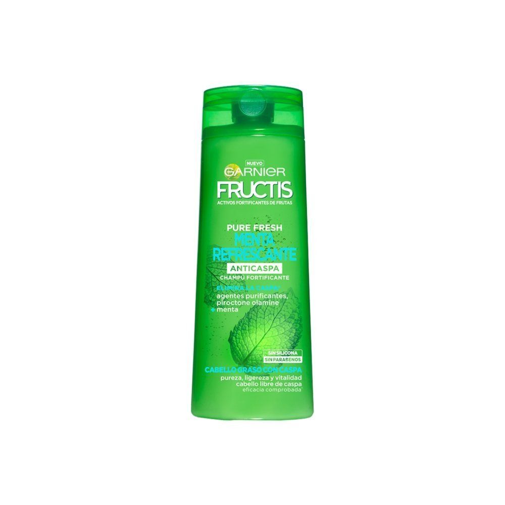 Garnier-Shampoo-Champu-Fructis-Muy-Refrescante-Anticaspa-Cabello-Graso-3600542027779 Garnier Fructis Pure Fresh Champú Anticaspa Menta Refrescante 360 ml - Imagen 1