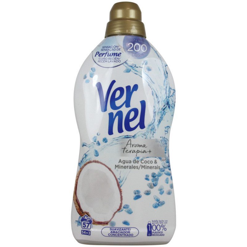 Vernel suavizante para la ropa concentrado 1,140 l. Agua de coco & minerales. VERNEL Suavizante para la ropa concentrado 1,140 l. Agua de coco & minerales - Imagen 1