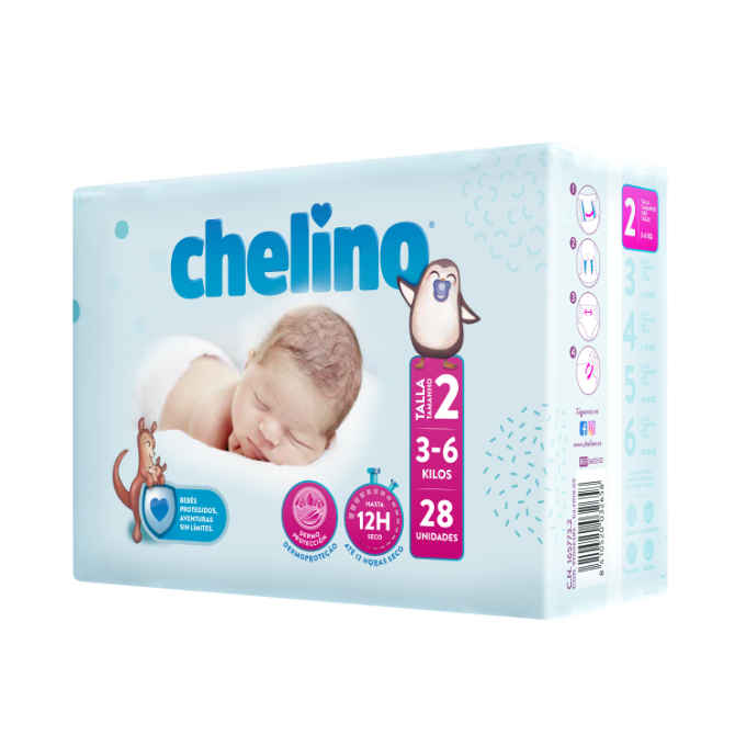 paquete-panales-chelino-t2-babyclean CHELINO Pañales Talla 2 28 Unidades - Imagen 1