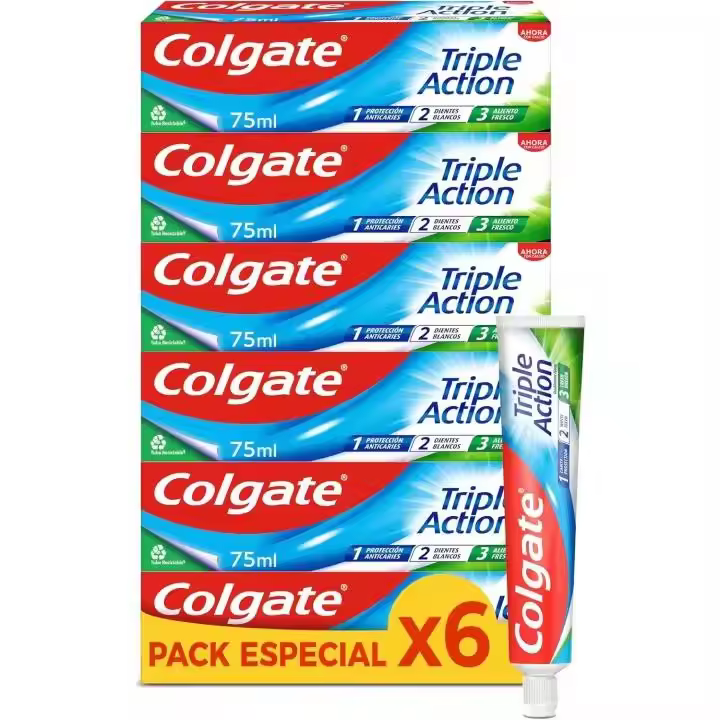 Colgate Pasta de Dientes Triple Acción Pack Ahorro 6x75 ml 