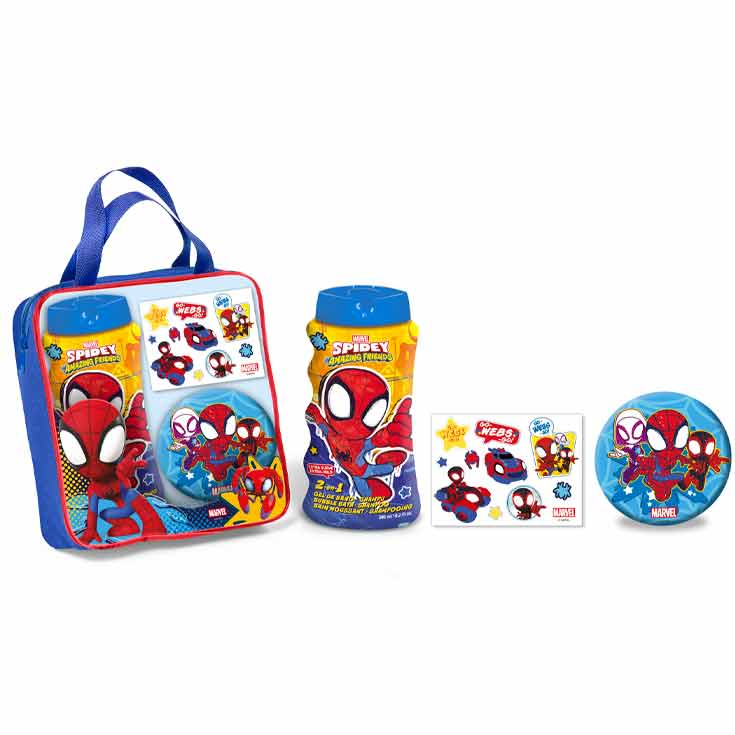 8412428025558 SPIDERMAN Bolsa Gel Champú + Esponja + Tatuaje - Imagen 1
