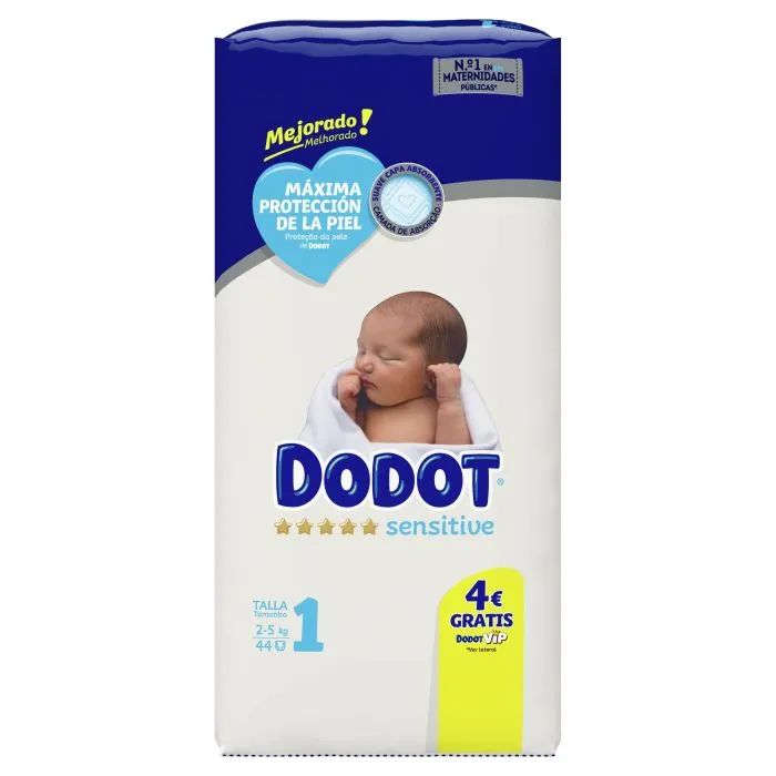 Dodot Sensitive Recién Nacido Talla 1 (44 uds)