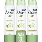 Dove Go Fresh Desodorante Antitranspirante Aerosol para Piel Sensible Té Verde y Pepino 0% Alcohol - 250 ml, Pack de 3
