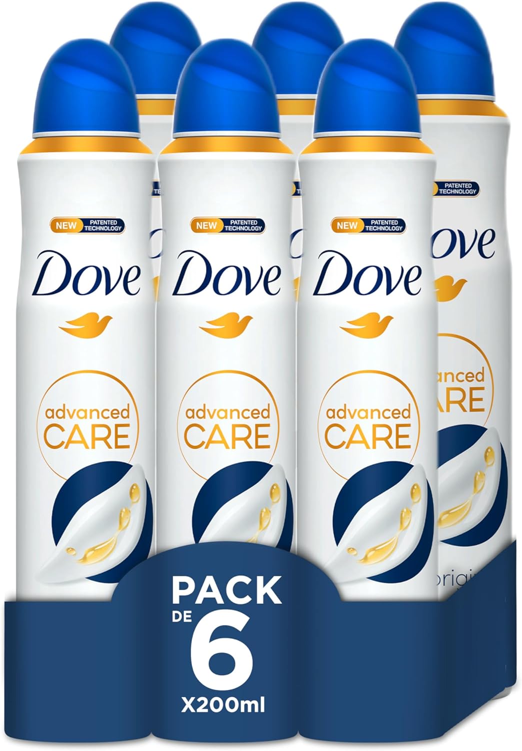 Dove Advanced Care Desodorante Original Protección 72 horas Spray 200ml, pack de 6 unidades PACK X6 Dove Advanced Care Desodorante Original Protección 72 horas Spray 200ml - Imagen 1