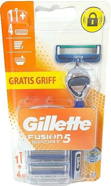 Gillette Fusion 5 Sport - Maquinilla de afeitar con 3 recambios de cuchillas _ ROUA.EU Gillette Fusion5 SPORT Maquinilla De Afeitar Para Hombre con 4 cargadores* - Imagen 1