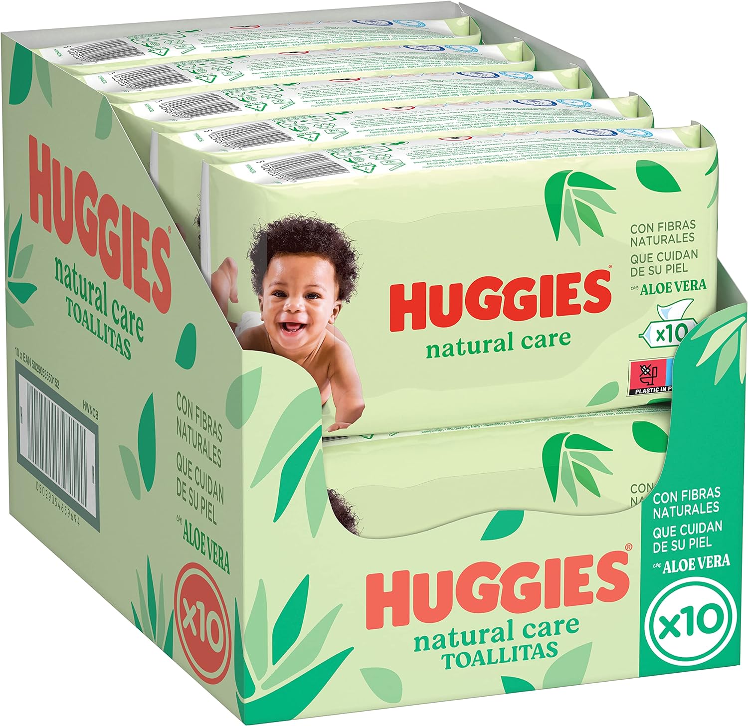 Huggies 10 PACS Huggies 560 Toallitas Natural Care para Bebé, 99% Agua y con Aloe Vera,【10 packs de 56 toallitas】 - Imagen 1