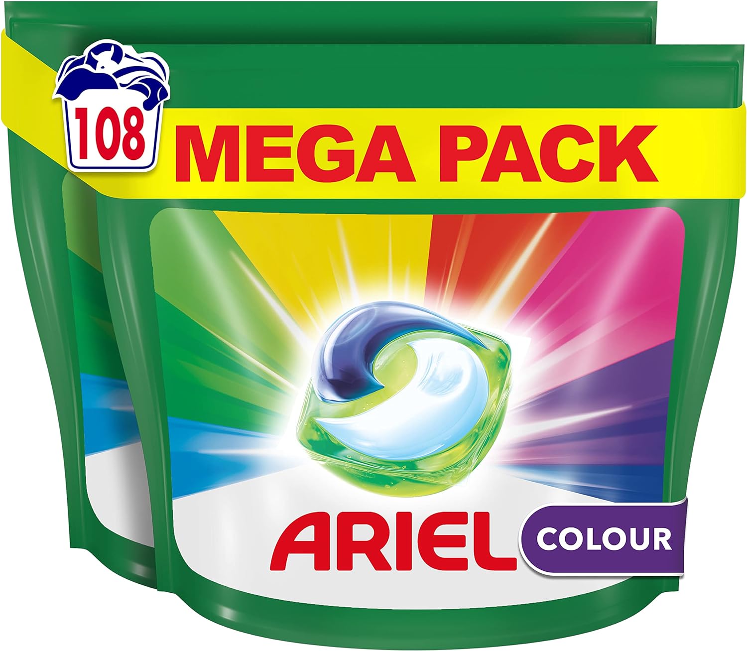 Ariel Pods Detergente Lavadora Cápsulas 108 Lavados (Pack 2 x 54), Color y Brillo Ariel Allin1 Pods Detergente Lavadora Cápsulas 108 Lavados【Pack 2 x 54】Color y Brillo - Imagen 1