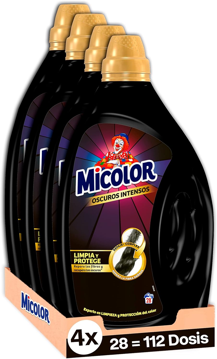 Micolor Micolor, Gel Oscuros Intensos, Jabón líquido para lavadora con tecnología de reparación de fibras, Jabón para ropa, 1,260 l - Pack de 4 - Imagen 1