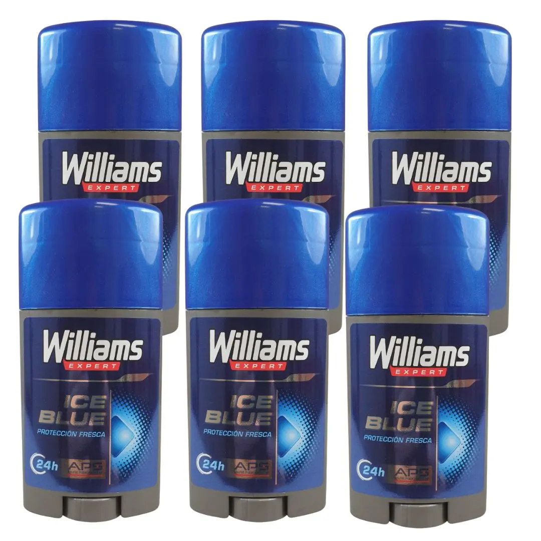 Williams stick deodorant 75 ml. Ice blue X 6 UNIDADES 【Pack de 6 Uds】WILLIAMS DESODORANTE STICK ICE BLUE 75ML - Imagen 1