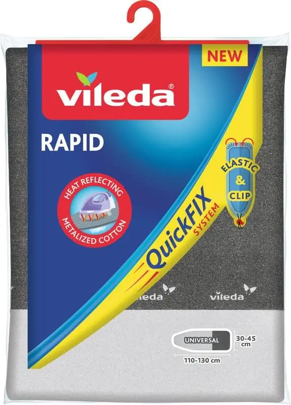 Vileda Rapid- Funda de planchar, 2 capas Vileda Rapid- Funda de planchar, 2 capas adaptable a todo tipo de tablas, funda de planchar metalizada, medidas: 110 x 130 cm, 30-45 cm, color gris - Imagen 1