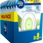 Ambipur Ambientador Casa para Baño (8 x 45 días), Elimina y Previene los Malos Olores, Fragancia Hierba Fresca, Mega Pack