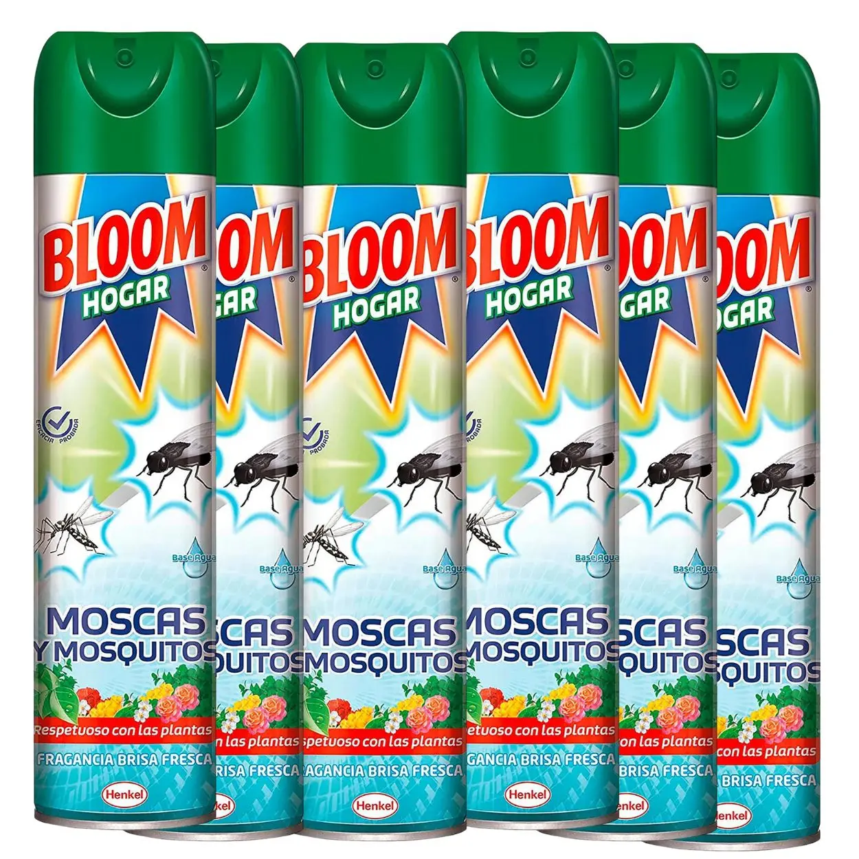 Bloom Hogar Aerosol contra moscas y mosquitos 600ml, insecticida en aerosol contra insectos voladores, acción inmediata, Insecticida Bloom Hogar para moscas y mosquitos - aerosol 600ml X6 Total 3600 ML - Imagen 1