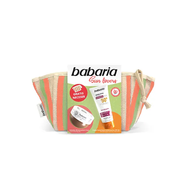 Crema facial spf50 + gelatina bronceadora Neceser Sun Lovers | 1UD Crema facial spf50 + gelatina bronceadora con Rosa Mosqueta - BABARIA* - Imagen 1