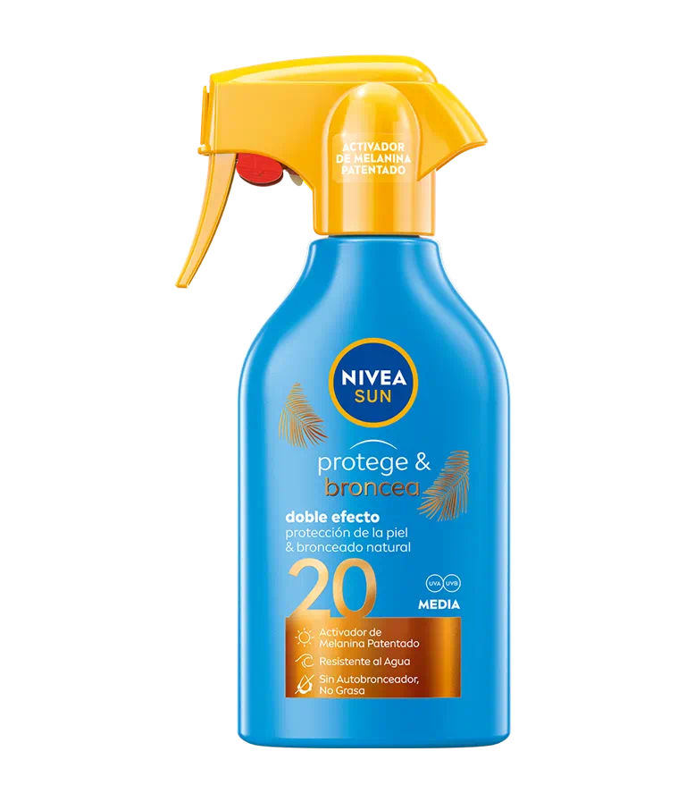 PROTEGE BRONCEA SPRAY SOLAR FP20 ROUA COSMETICA ONLINE 1 NIVEA Protege & Broncea Activador Del Bronceado Spf 20 | 270ML Protector solar corporal - Imagen 1