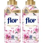 Flor Perfumador para la Ropa, Intensificador de Fragancia Rosa – Pack de 2 botellas de 36 lavados