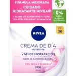 NIVEA Crema de Día Nutritiva FP30 50 ml crema facial con protector solar 30, crema hidratante facial para piel seca y sensible con manteca de karité