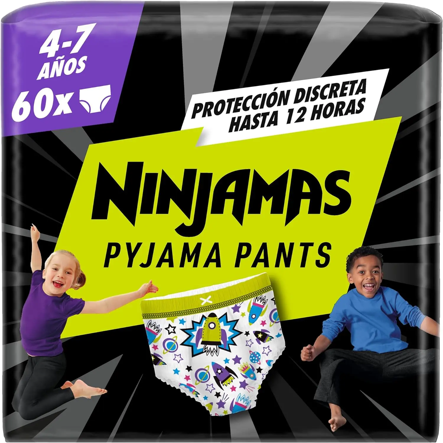 Dodot Ninjamas pañales para Niño Dodot Ninjamas pañales para Niño 4-7 Años (17-29 kg), 60 Unidades, Pañal con Protección Anti-Fugas Durante la Noche - Imagen 1