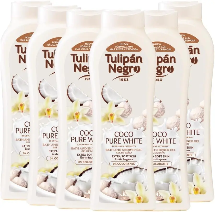 tulipan negro coco pure white Gel de baño Tulipán Coco Pure White【PACK Ahorro 6X650 ML】 - Imagen 1