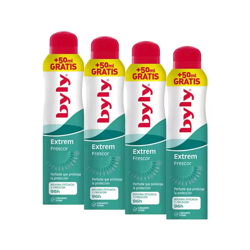 BYLY BYLY Extrem Frescor Desodorante Spray 4 uds x 250 ml - Imagen 1