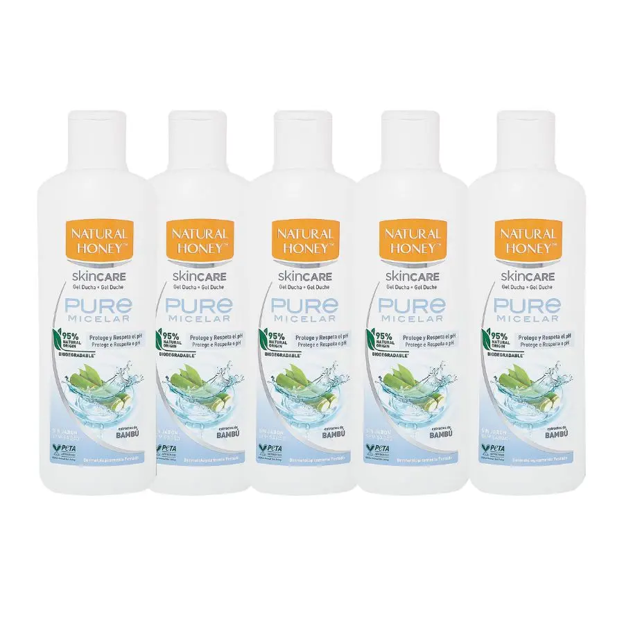 Gel Baño Pure Micelar 650 ml (1) Natural Honey Gel De Ducha Pure Micelar 650 ml x 5 uds. Extractos de Bambú - Imagen 1