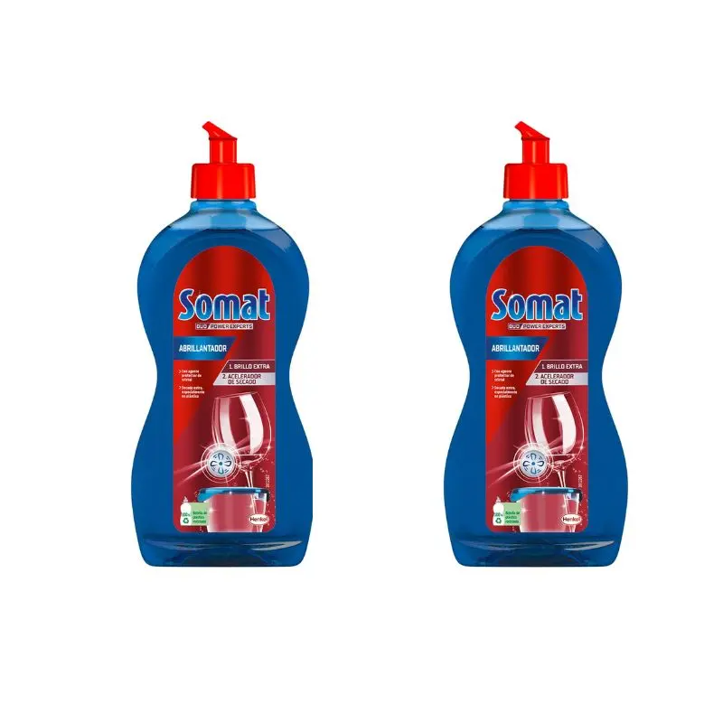 Somat Abrillantador Secado Extra para Lavavajillas Máquina, 500ml SOMAT abrillantador para lavavajillas líquido + secado extra botella 500 ml x 2 uds. - Imagen 1