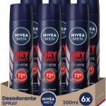 NIVEA MEN Dry Impact Spray en Pack de 6 (6 x 200 ml), desodorante antitranspirante