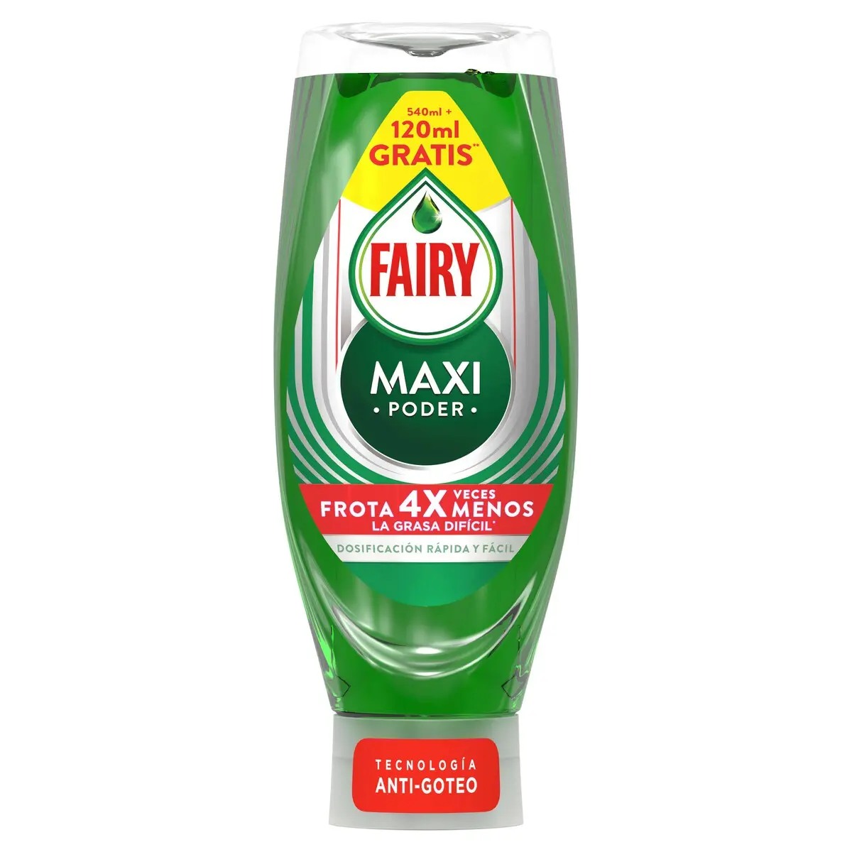 Lavavajillas mano maxi poder anti-goteo Fairy bote 660 ml Fairy Maxi Poder Limpiador de lavavajillas 660ml, eliminar la suciedad más difícil, resistente y duradero x 6 Unidades - Imagen 1