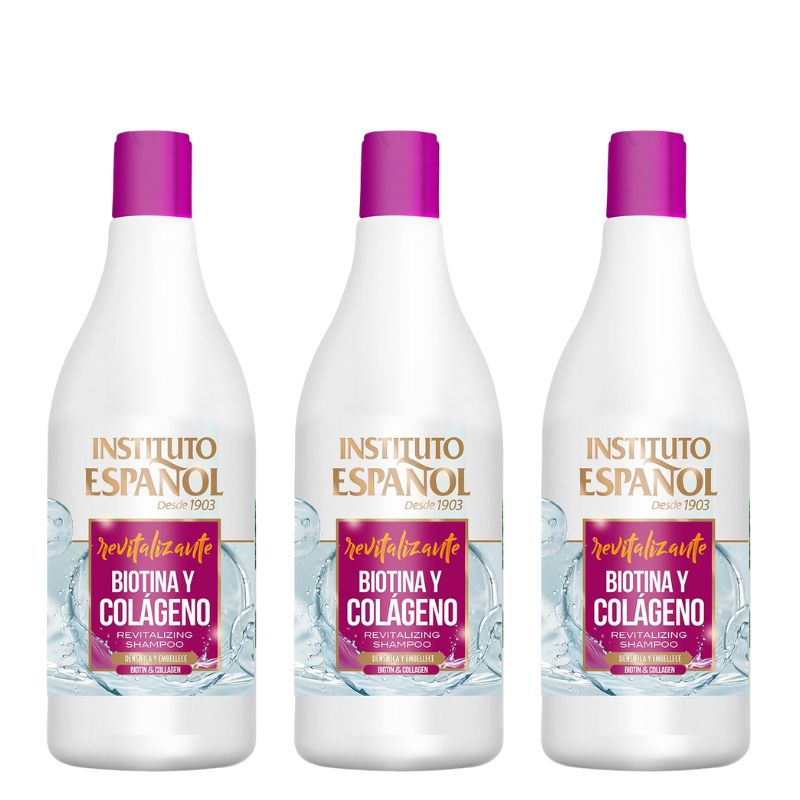 Instituto Español Champú Revitalizante Biotina + Colágeno 750 ml (Paquete de 3) Instituto Español Champú Revitalizante Biotina + Colágeno 750 ml (Paquete de 3) - Imagen 1