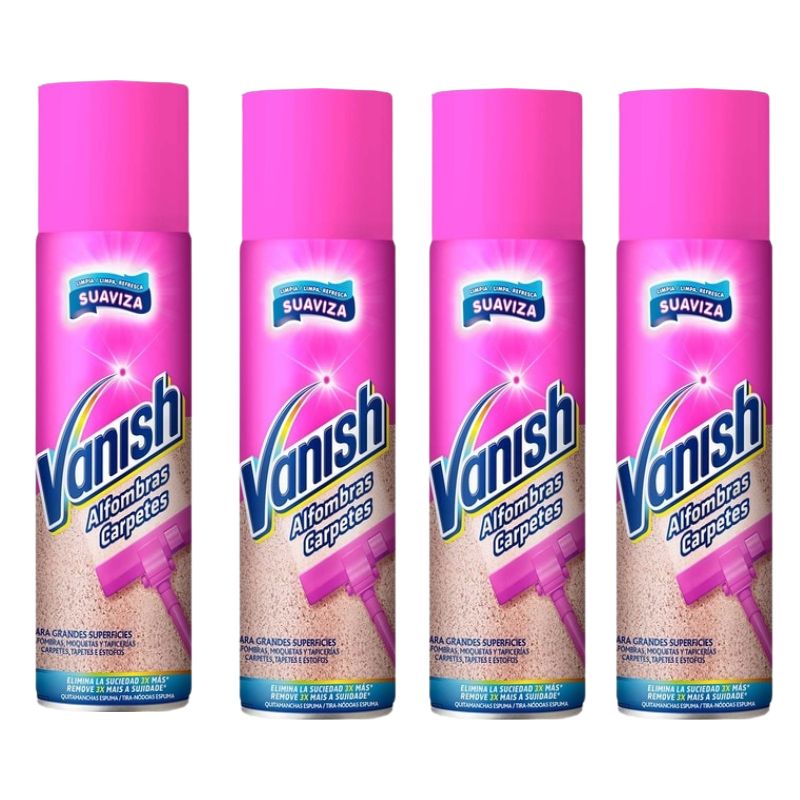 RO10458225 VANISH TAPICERIAS Y ALFORMBRAS SPRAY 600 ML Vanish Quitamanchas para alfombras, moquetas, tapicerías y grandes superficies, formato espuma 4x600ml - Imagen 1