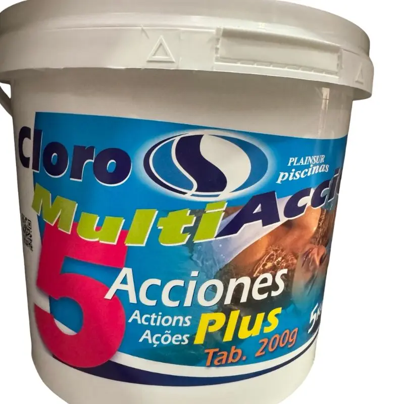 CLORO T-200 MULTIACCION 5 ACC. 5 KG PLUS (1) Cloro MultiAcción Plus Tabletas 200g - 5 Efectos mantenimiento continuo 5 Kg - Imagen 1