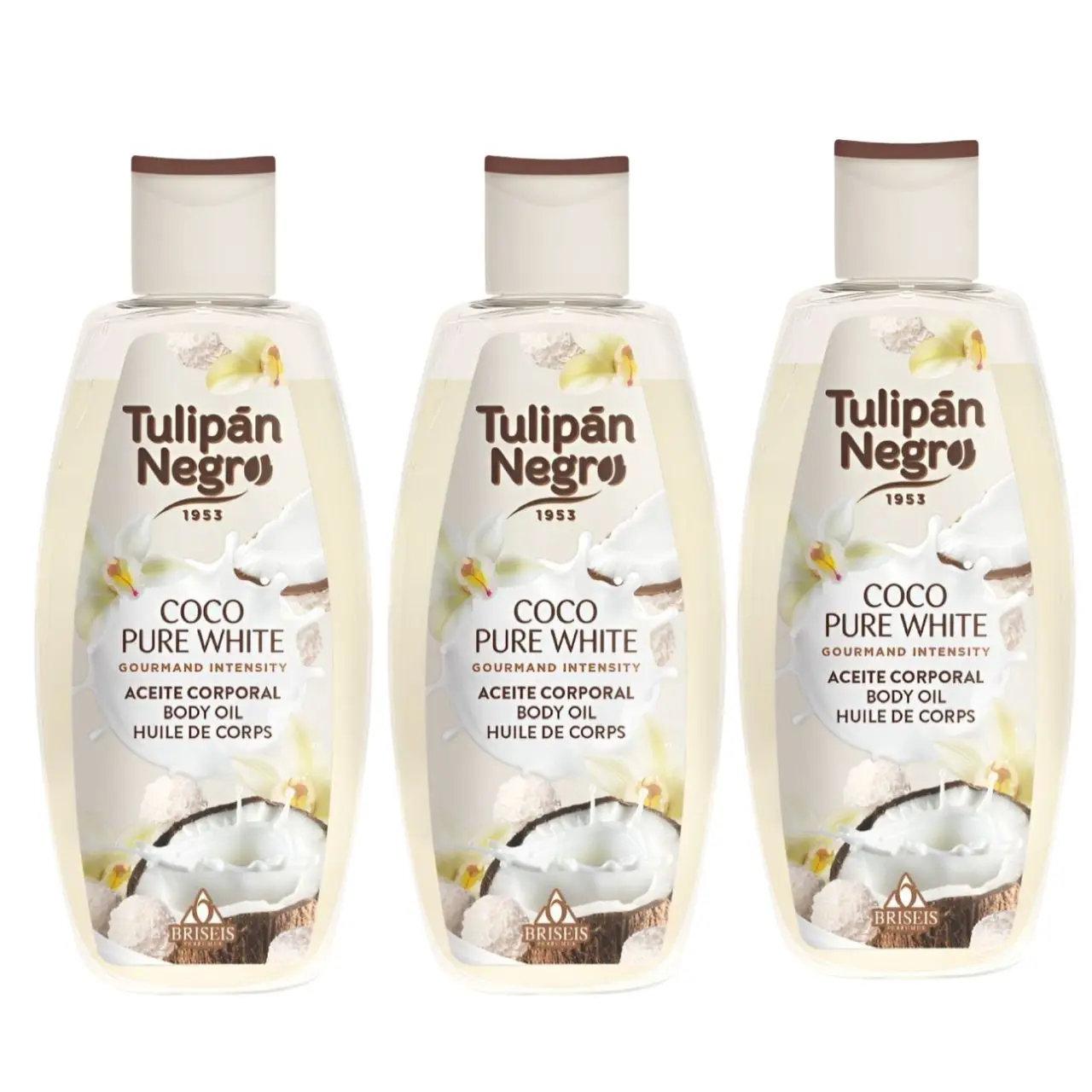 TULIPAN NEGRO Coco Pure White Aceite Corporal Aceite corporal perfumado para mujer 200 ml TULIPAN NEGRO Coco Pure White Aceite Corporal perfumado para mujer 200 ml x 3 unidades Total 600 ml - Imagen 1