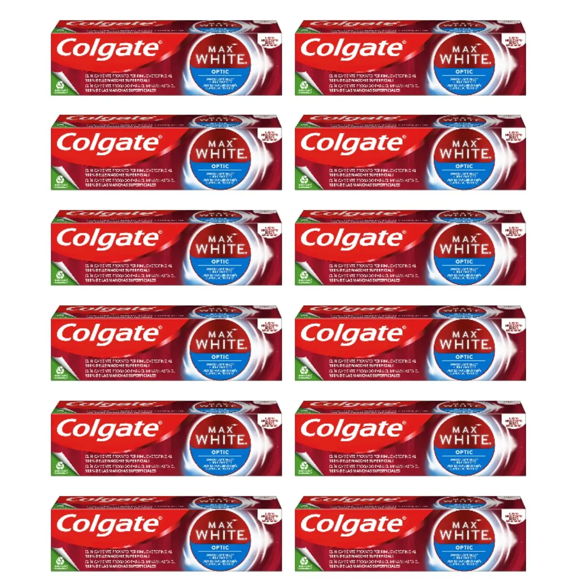 colgate-max-white-pasta-de-dientes-blanqueadora-optic-75ml-pack-12-tubos Colgate Max White Optic Pasta de Dientes Blanqueadora 75 ml – Pack 12 Tubos - Imagen 1